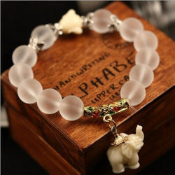 Natural matte crystal elephant bracelets - Current Jewelry Shop